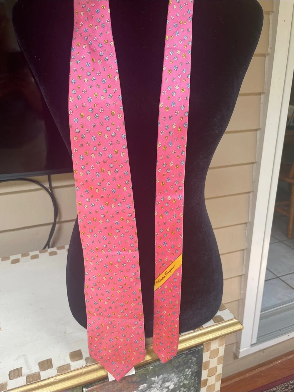 Salvatore Ferragamo Pink Floral Print Tie